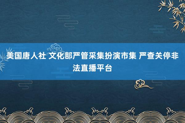 美国唐人社 文化部严管采集扮演市集 严查关停非法直播平台